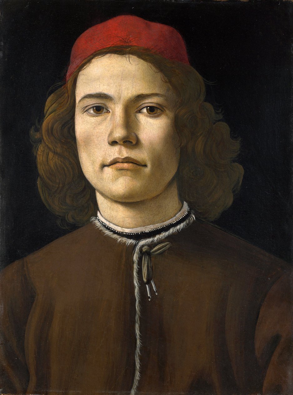 Portret van een jonge man door Sandro Botticelli