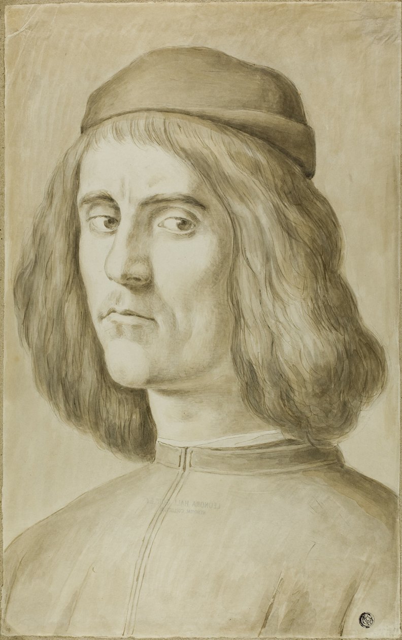 Portretbuste van een jonge man door Sandro Botticelli
