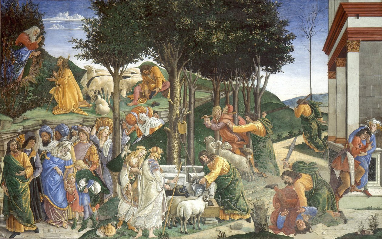 Scènes uit het leven van Mozes door Sandro Botticelli
