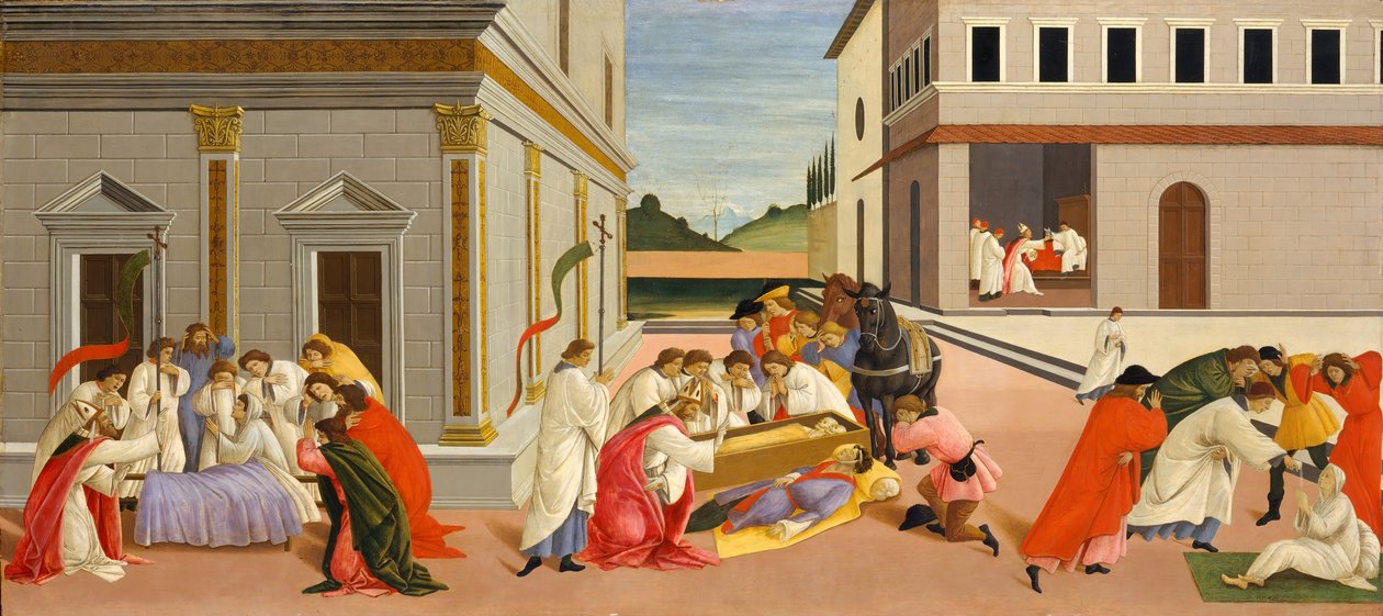 Drie Wonderen van Sint Zenobius, circa 1500 door Sandro Botticelli