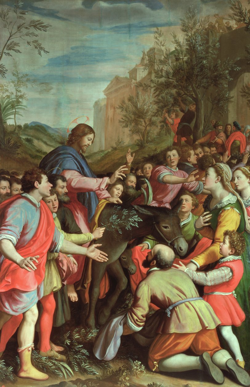 De intocht van Christus in Jeruzalem door Santi di Tito