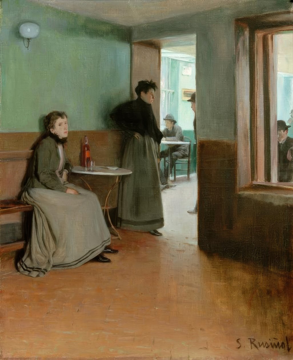 Aquarium (Interieur van een café) door Santiago Rusiñol