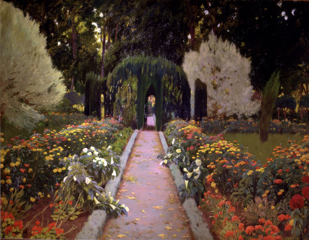 Tuinen van Aranjuez (De prieel) door Santiago Rusiñol