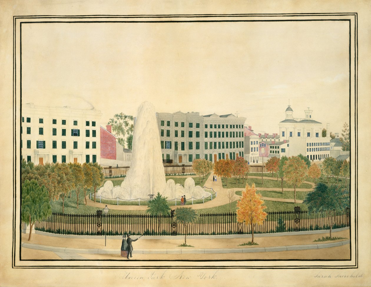 Union Park, New York, ca. 1845 door Sarah Fairchild