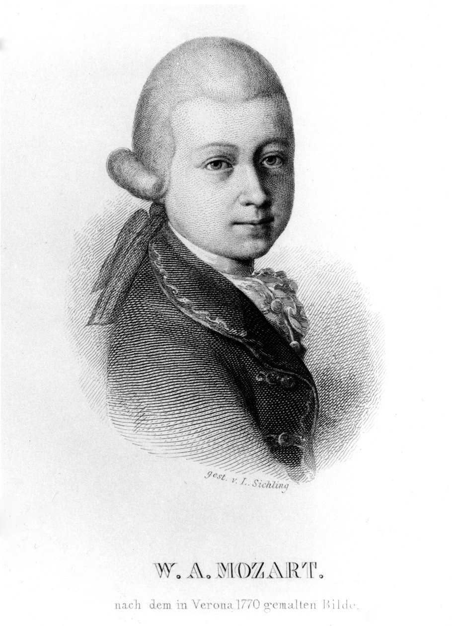 Wolfgang Amadeus Mozart in 1770, gegraveerd door Lazarus Sichling door Saverio dalla Rosa