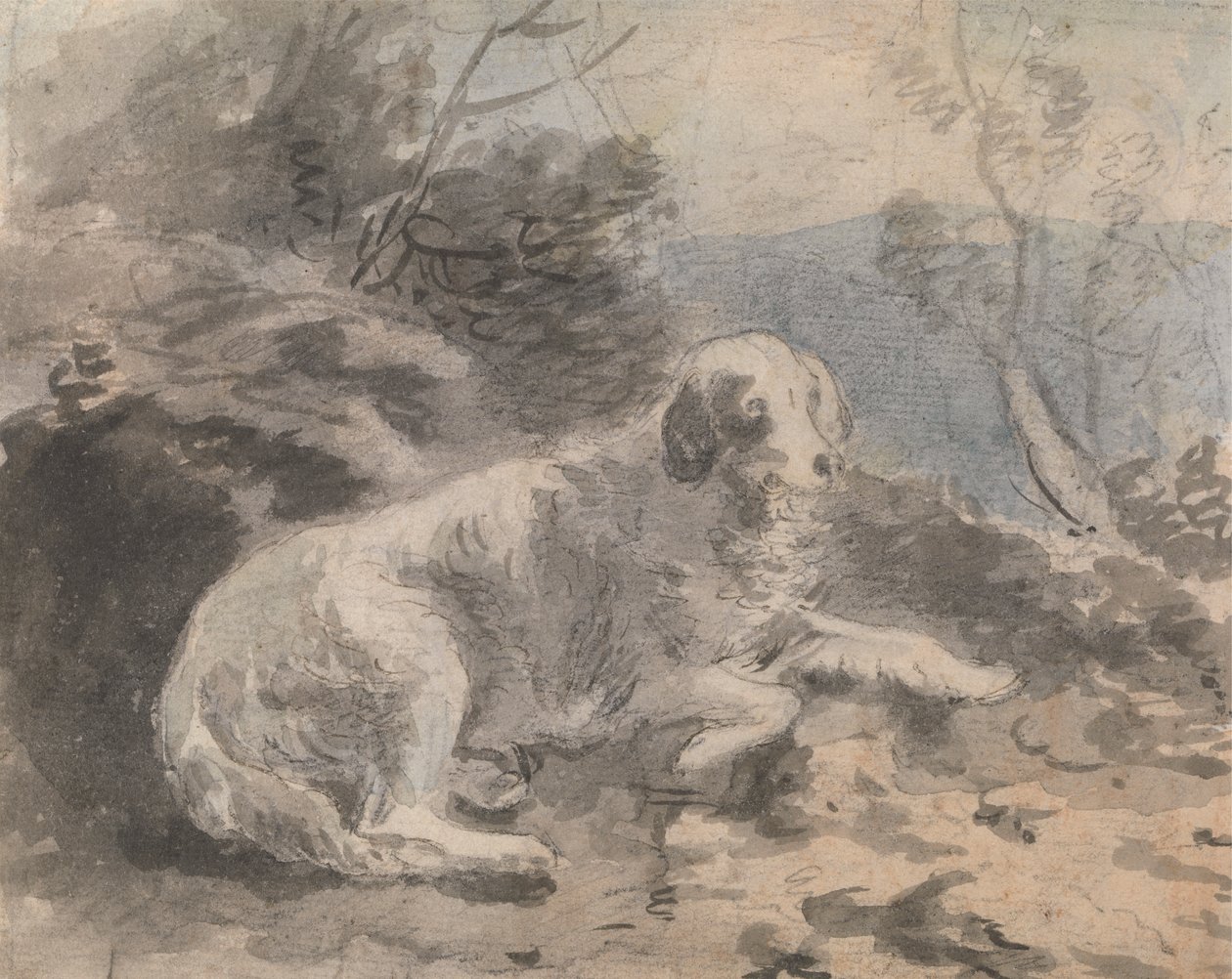 Een setter in een landschap door Sawrey Gilpin