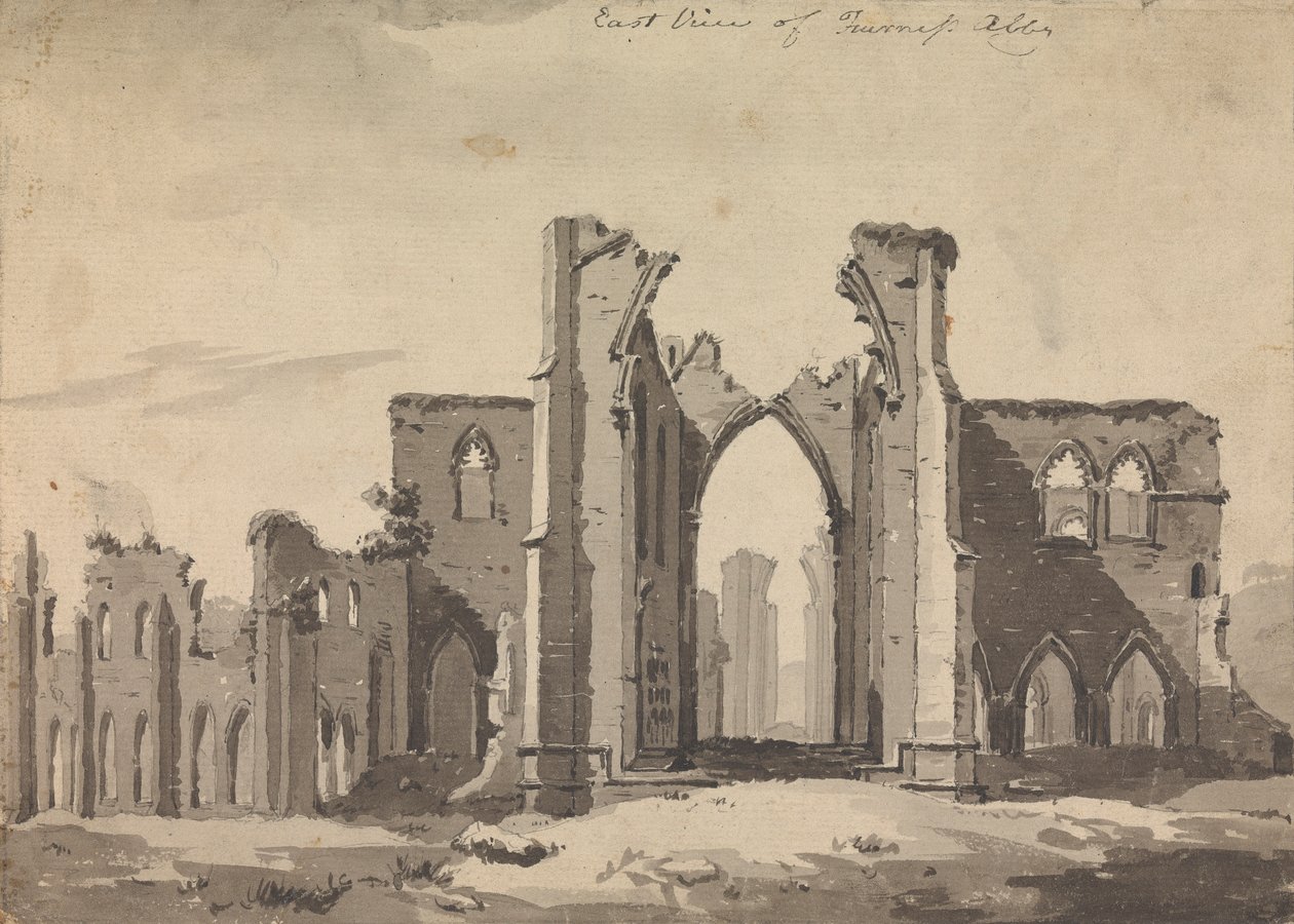 Oostelijk uitzicht op Furness Abbey door Sawrey Gilpin