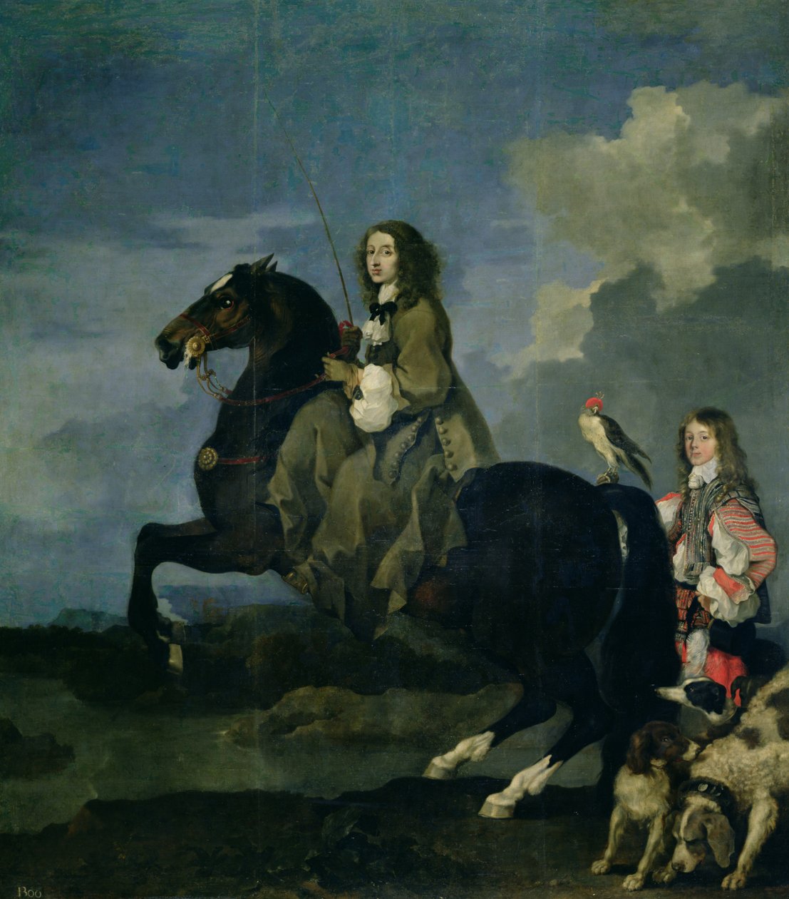 Christina van Zweden (1626-89) te paard door Sébastien Bourdon