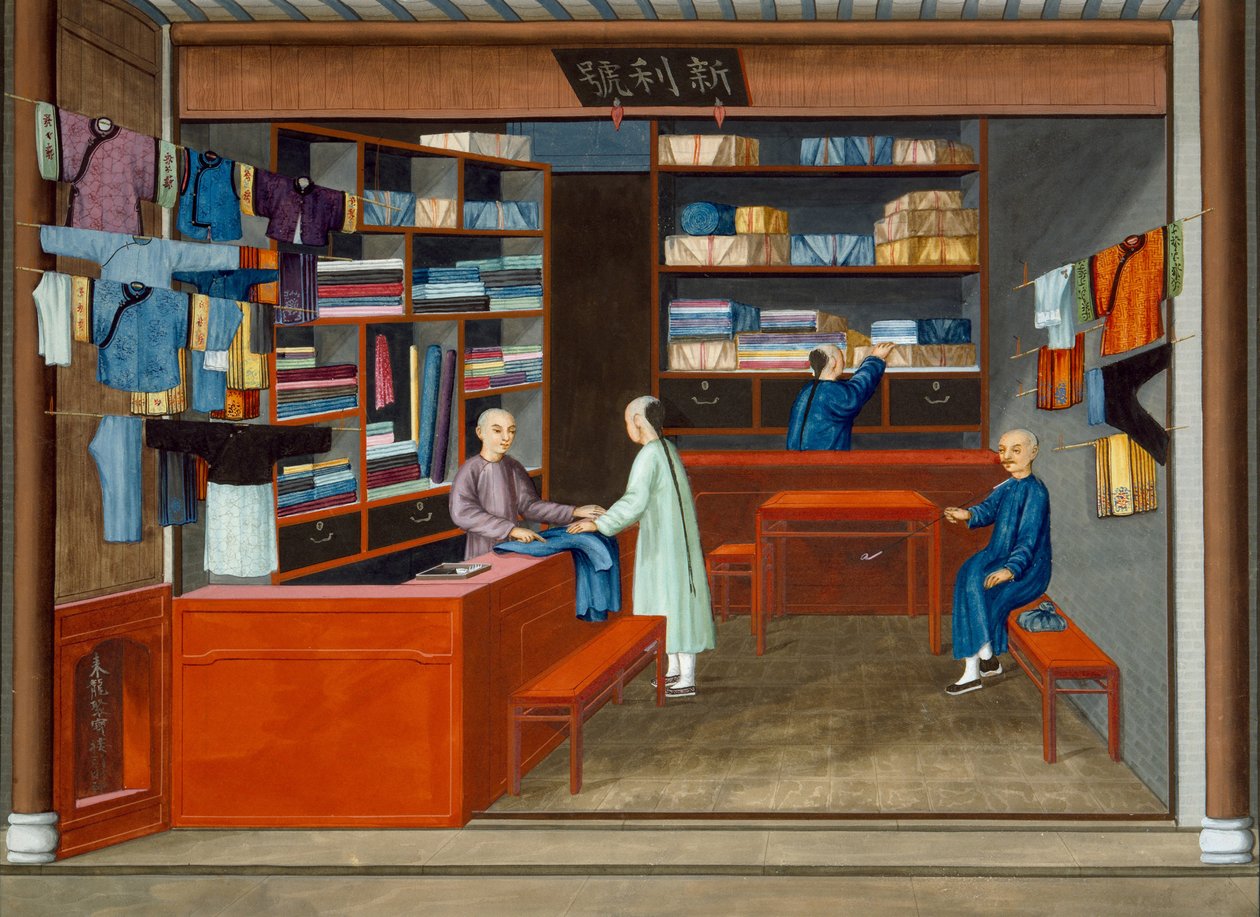Kledingwinkel (gouache op papier) door School Chinese