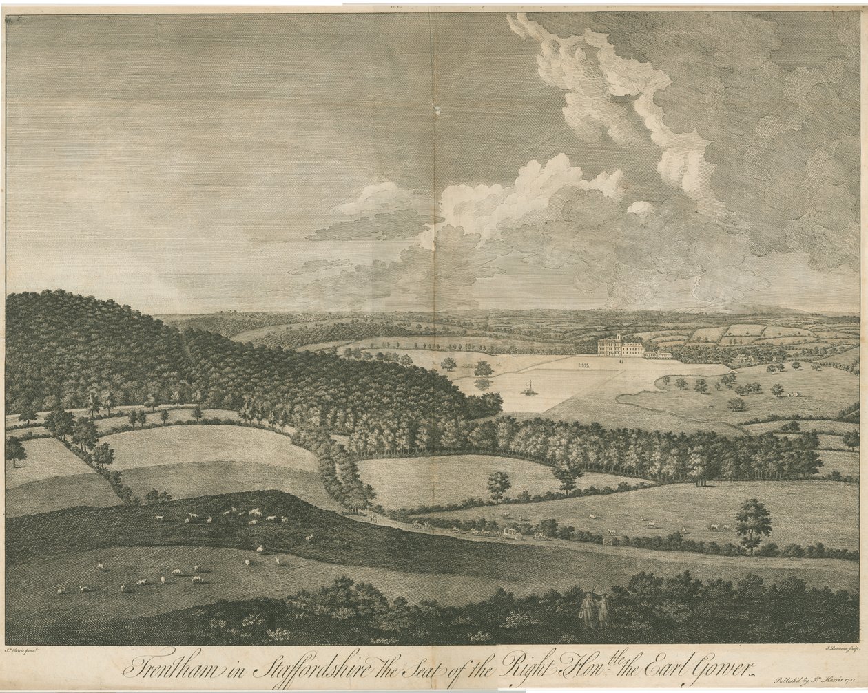 Trentham Hall (gravure) door School English