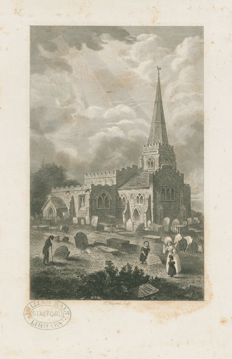 Wolstanton Kerk (gravure, nd [?19e eeuw]) door School English