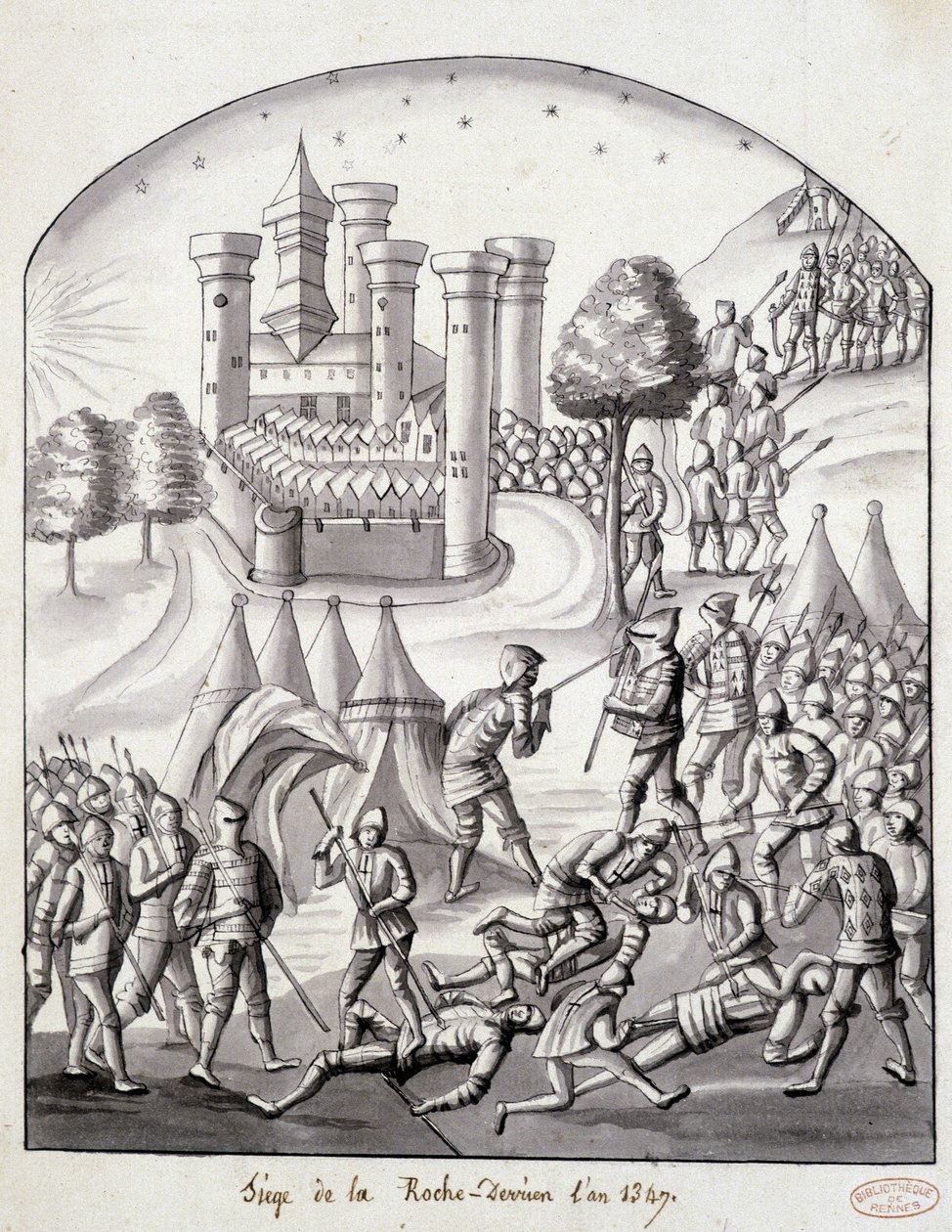 Het beleg van Roche-Derrien in 1349 door School French