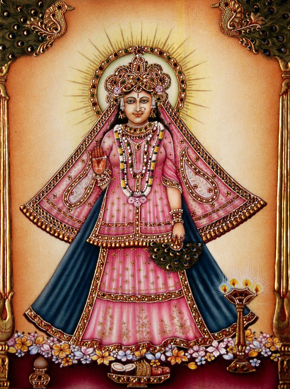 Godin Radha miniatuurschilderij op ivoor door School Indian