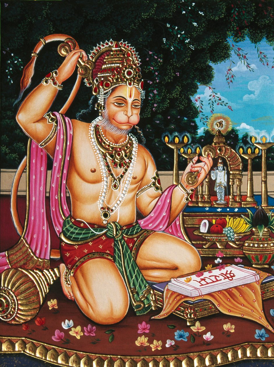 Heer Hanuman miniatuurschilderij op papier door School Indian