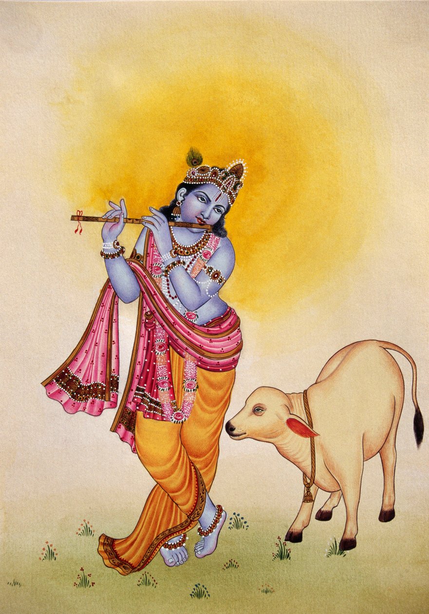 Heer Krishna Miniatuurschildering op papier door School Indian