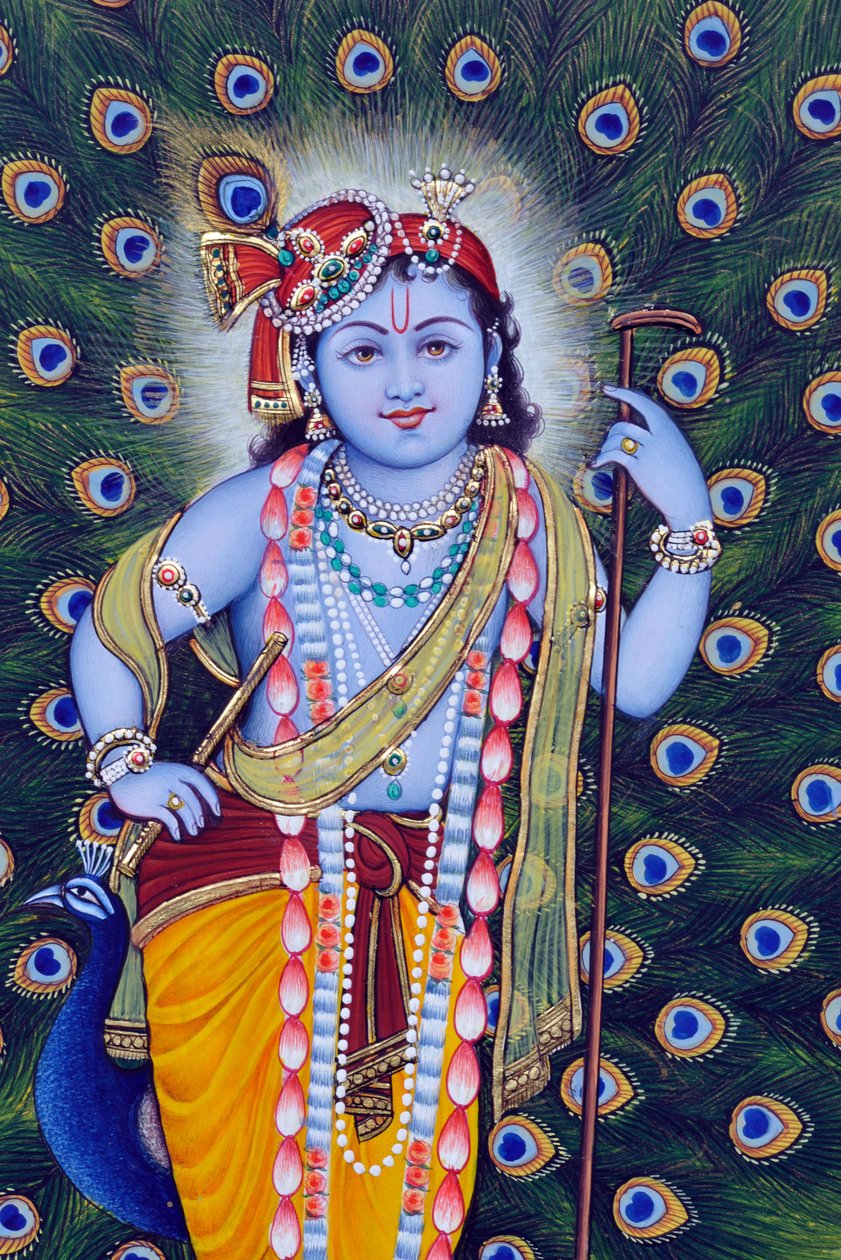 Miniatuurschilderij van Bal Krishna door School Indian