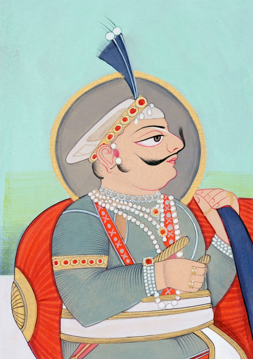 Miniatuurschilderij van Maharaja Prithviraj Chauhan Ajmer door School Indian