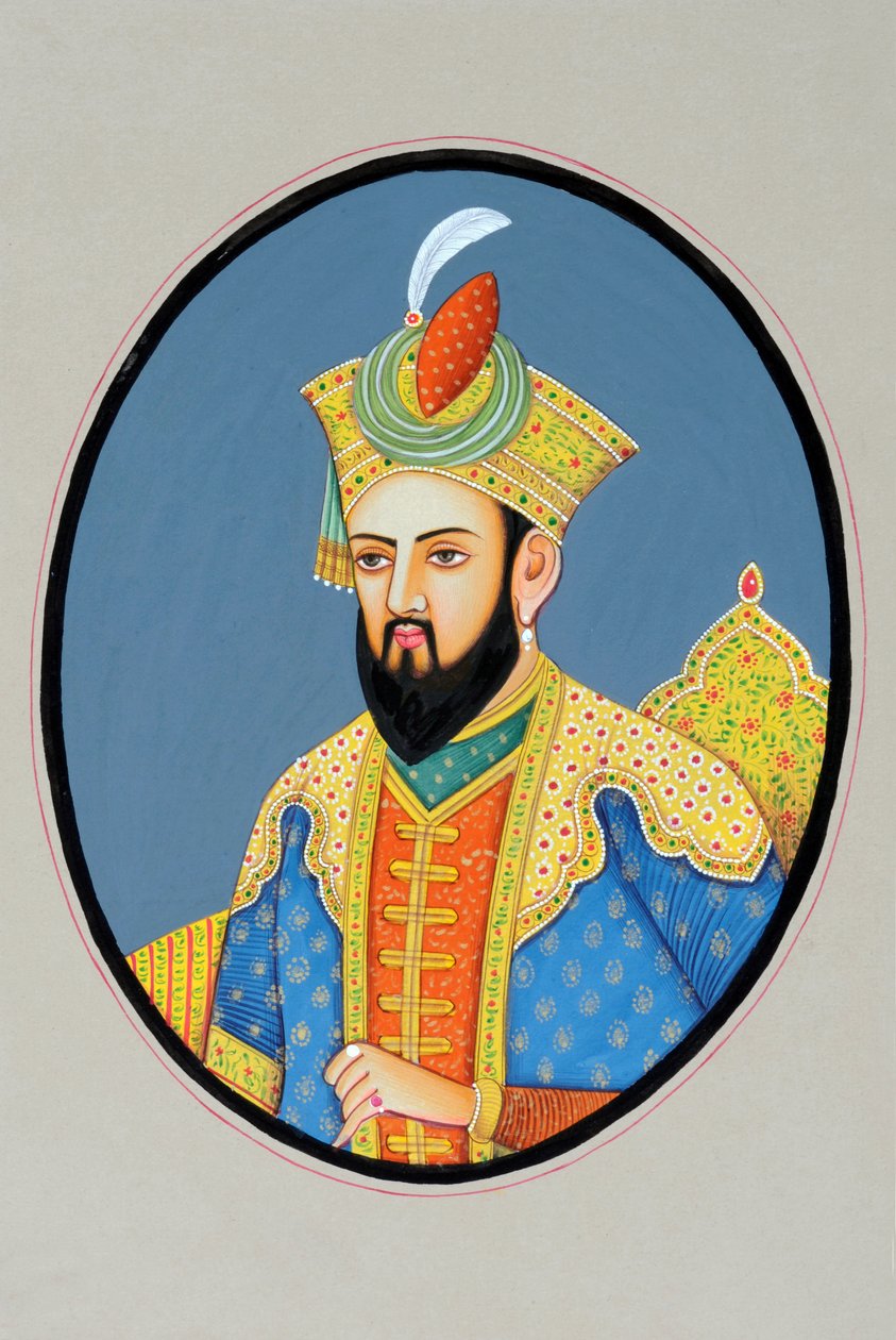 Miniatuurschilderij van Mughal keizer Babur door School Indian