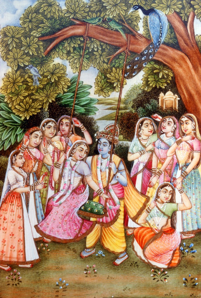 Radha Krishna miniatuurschilderijen door School Indian