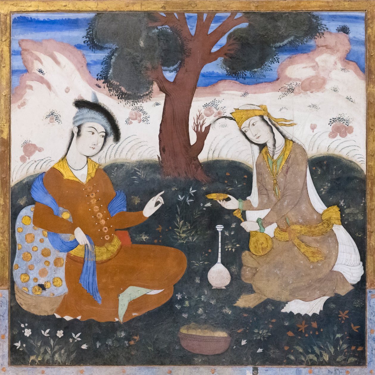 Fresco in het Chehel Sotoun paleis, Esfahan, Iran door School Iranian