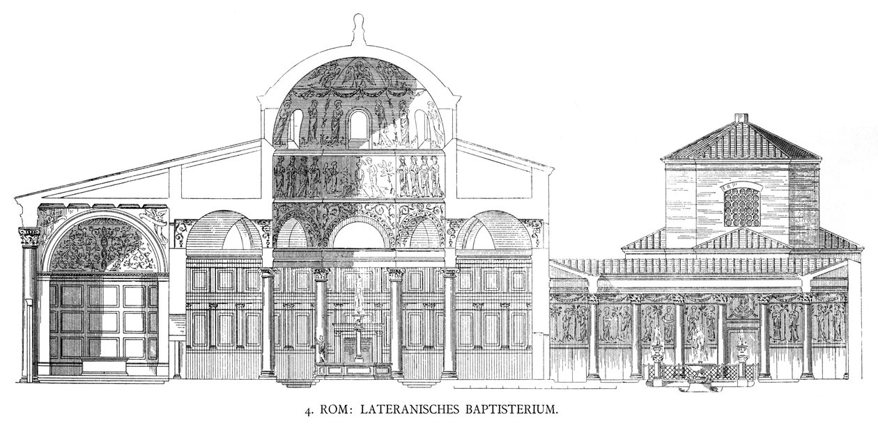 Plannen van de Lateraanse Doopkapel (litho) door School Italian
