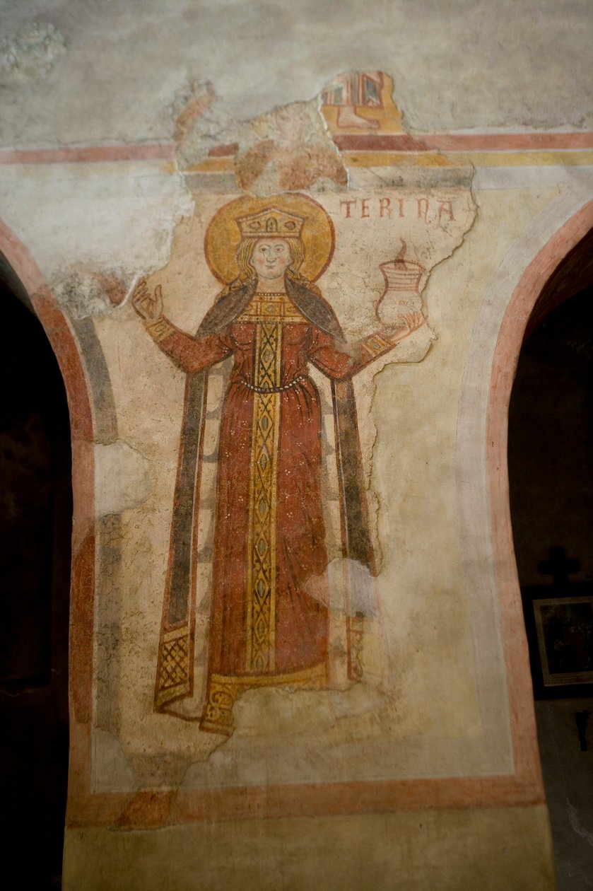 Sint-Catharina (fresco) door School Italian