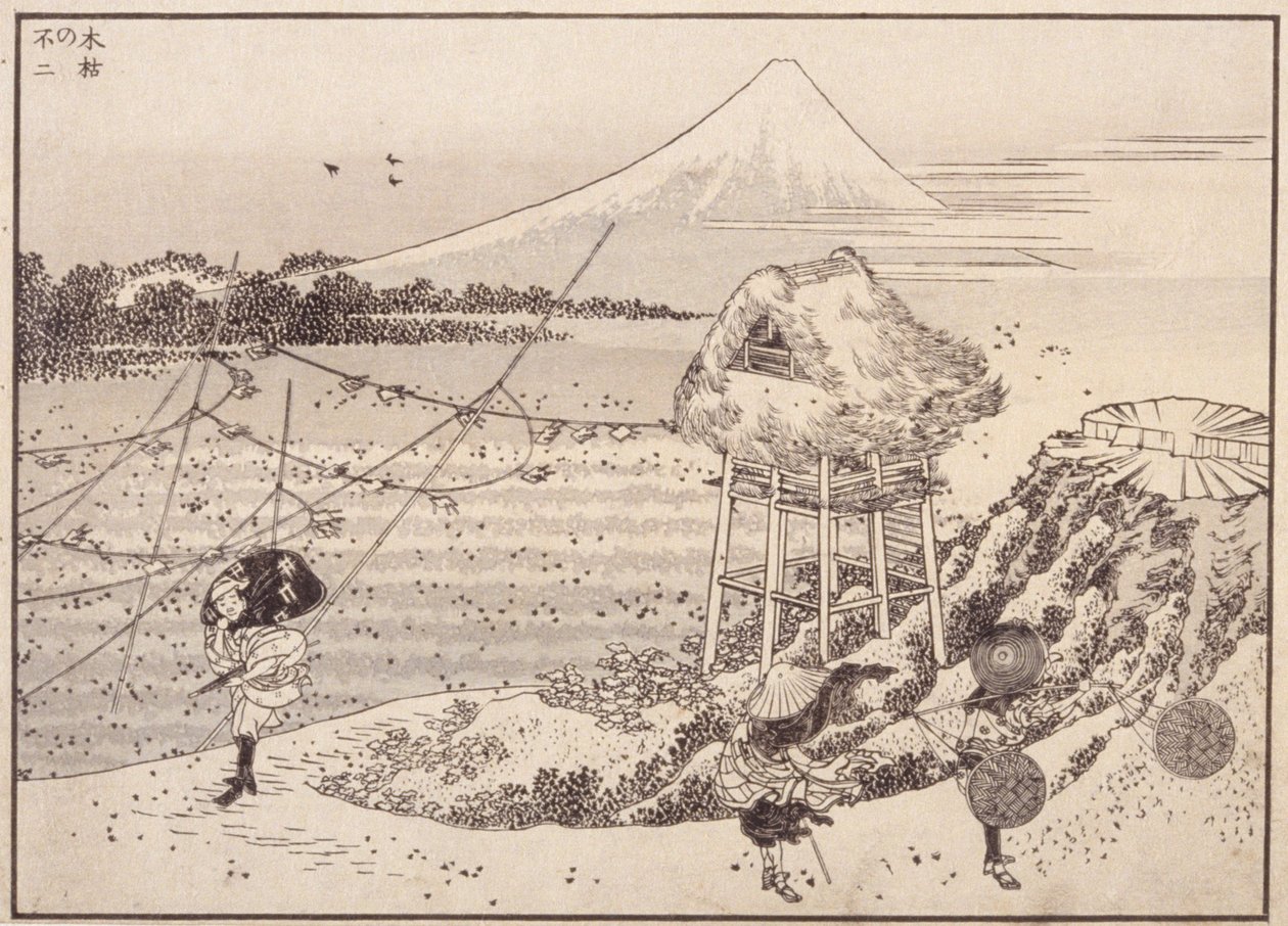 Herfstwinden, Fuji in de verte door School Japanese