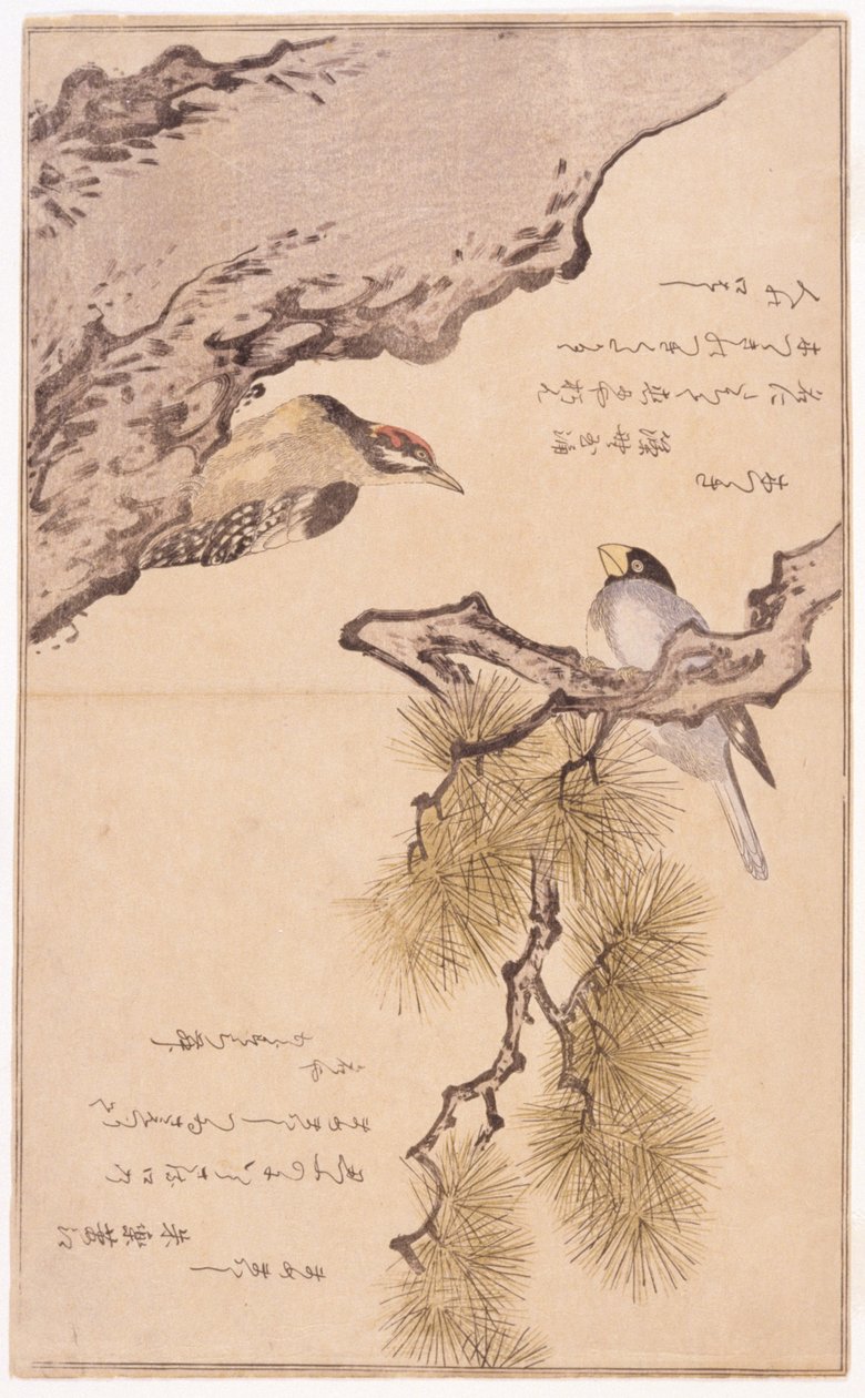 Twee Vogels op een Boom door School Japanese
