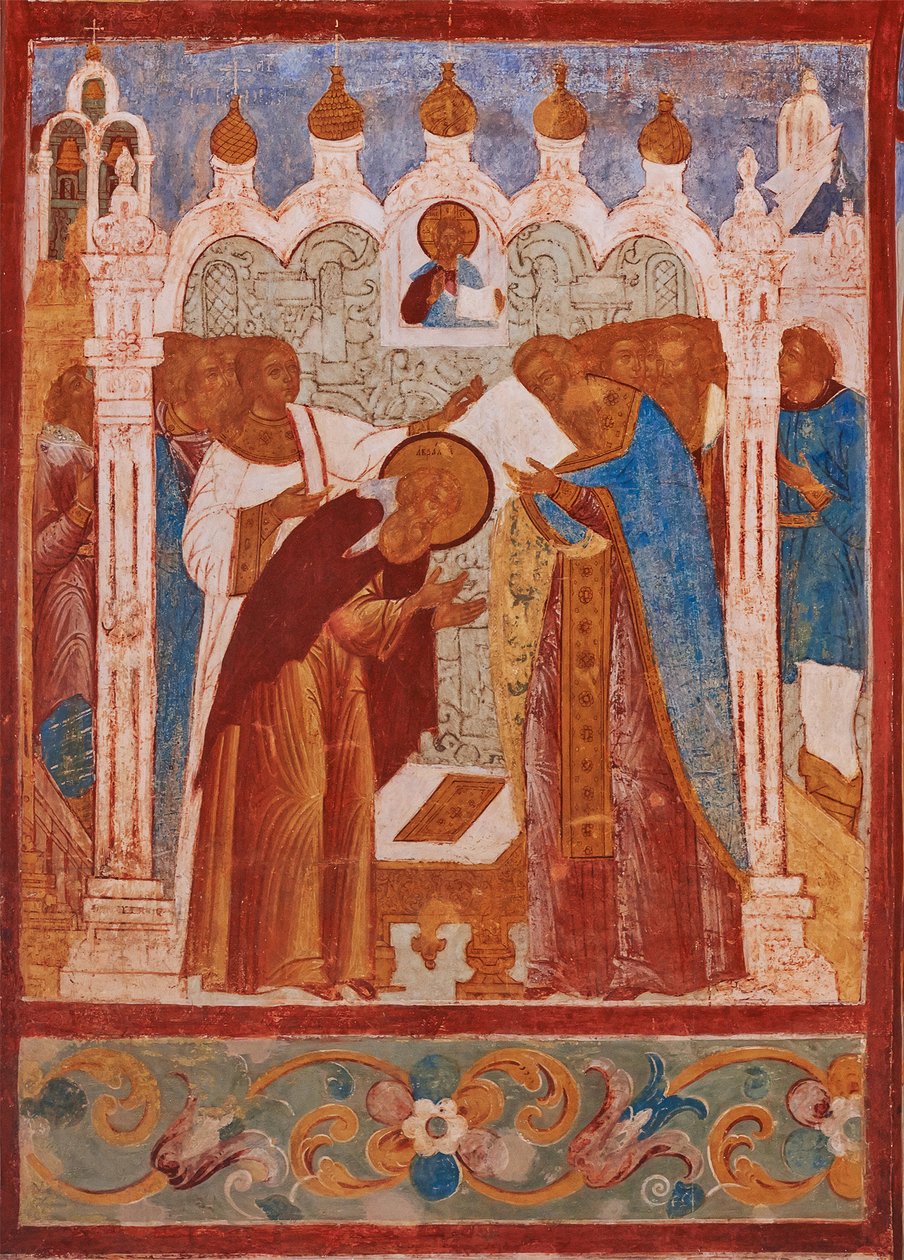 Monastieke wijding van Sint Abraham van Rostov door School Russian
