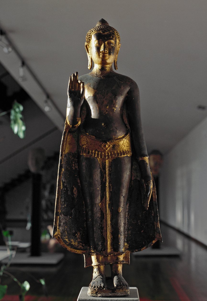 Lopburi-stijl: abhyamudra boeddha (sculptuur) door School Siamese