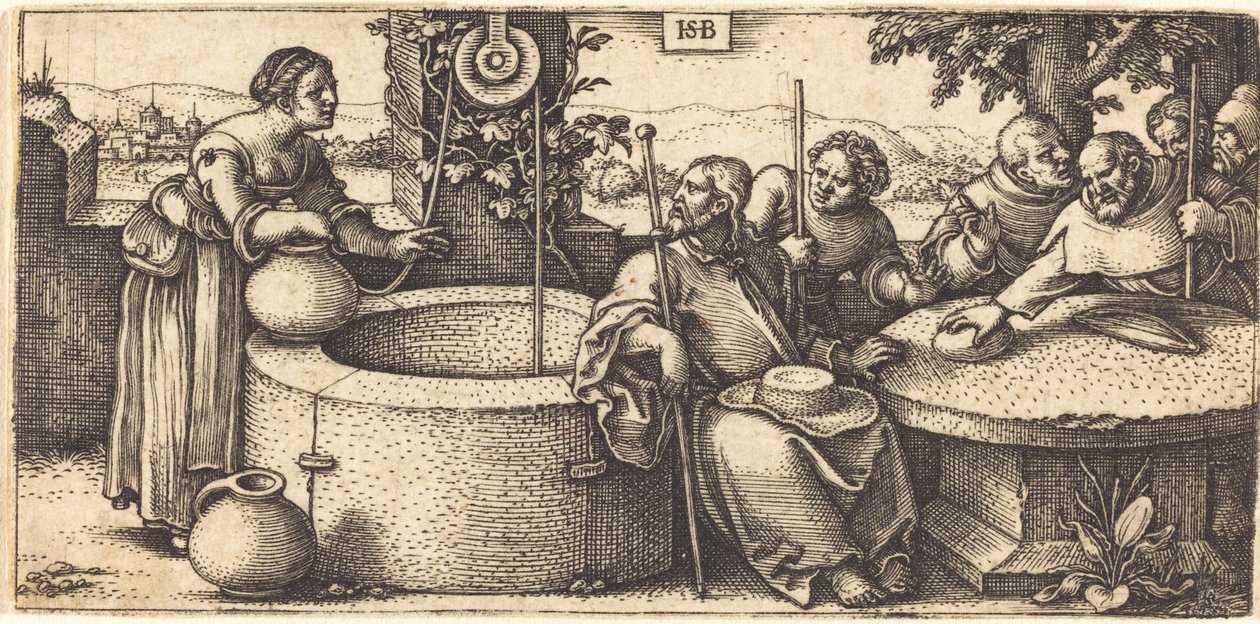 Christus en de Vrouw van Samaria door Sebald Beham