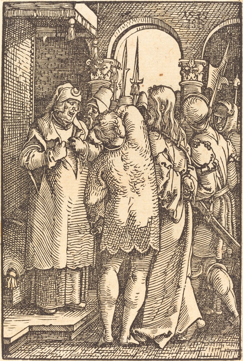 Christus voor Kajafas door Sebald Beham
