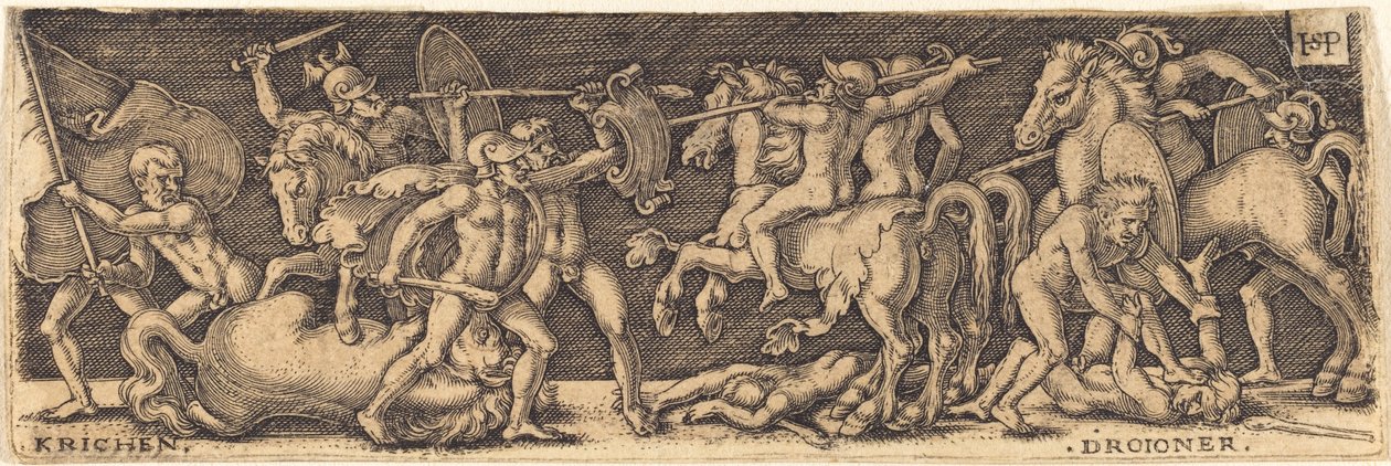 Gevecht van Grieken en Trojanen door Sebald Beham