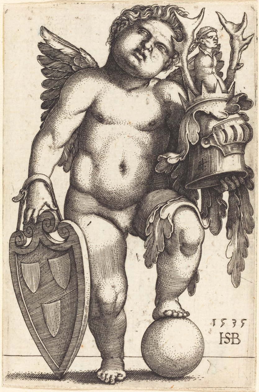 Vrouwelijke Genius met een Wapen door Sebald Beham