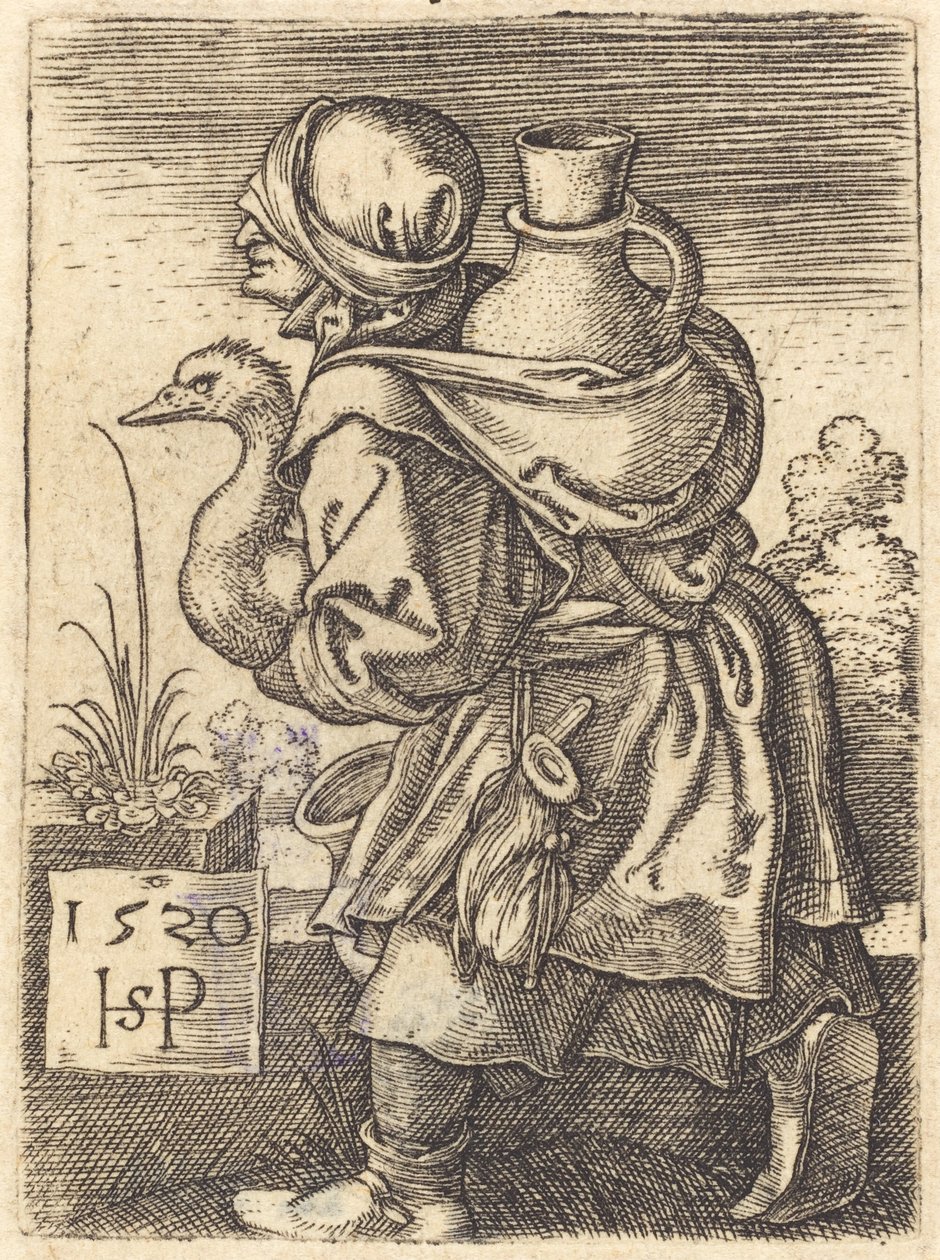 Boerin op weg naar de markt door Sebald Beham