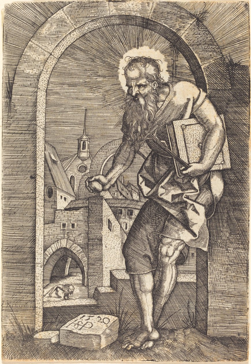 Sint Hiëronymus bij de boog door Sebald Beham