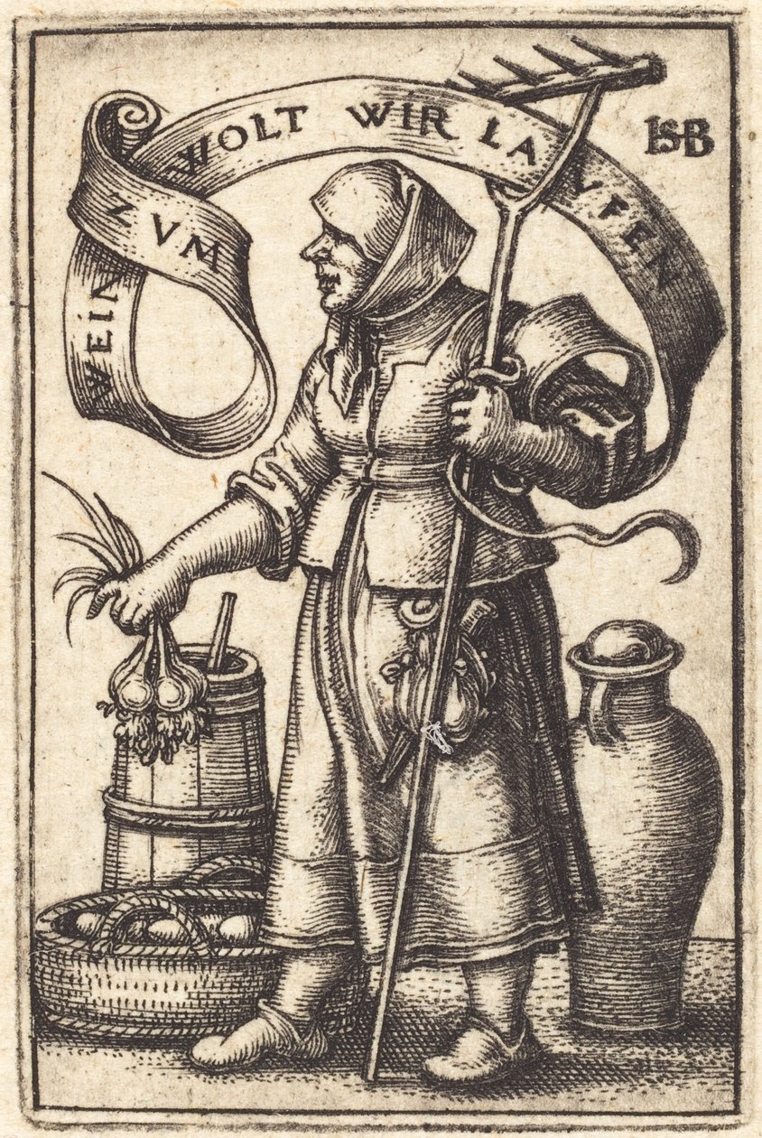 De Markt Vrouw [rechts] door Sebald Beham