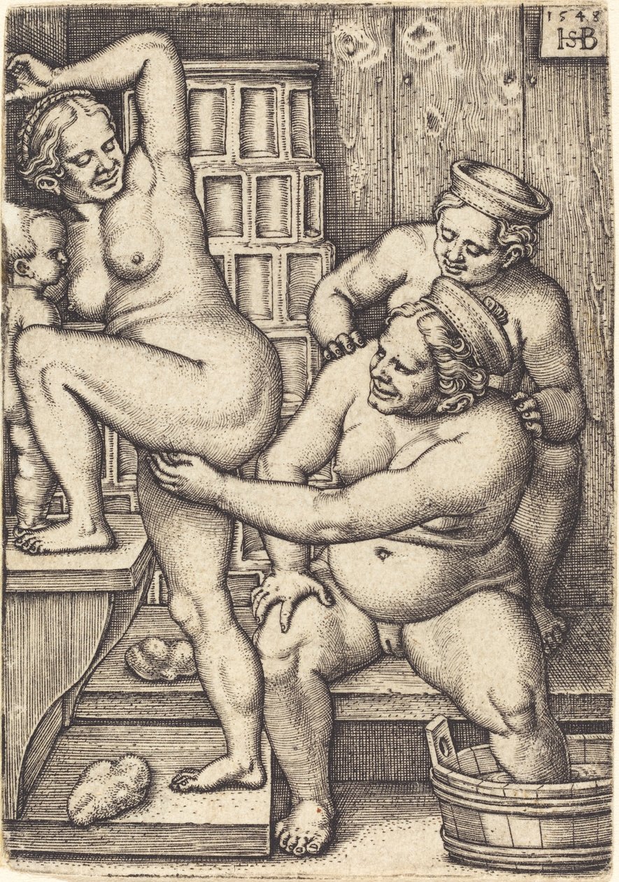 Drie Vrouwen aan het Baden door Sebald Beham
