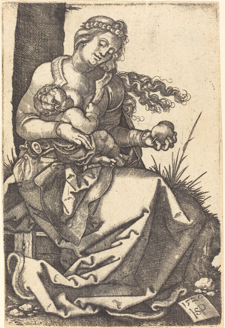Maagd met een peer door Sebald Beham