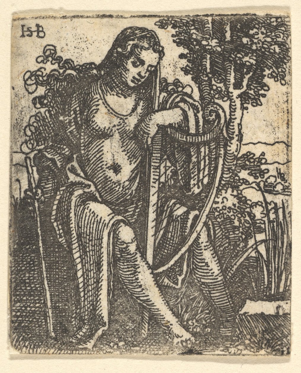Vrouw met een harp (1520-1525) door Sebald Beham