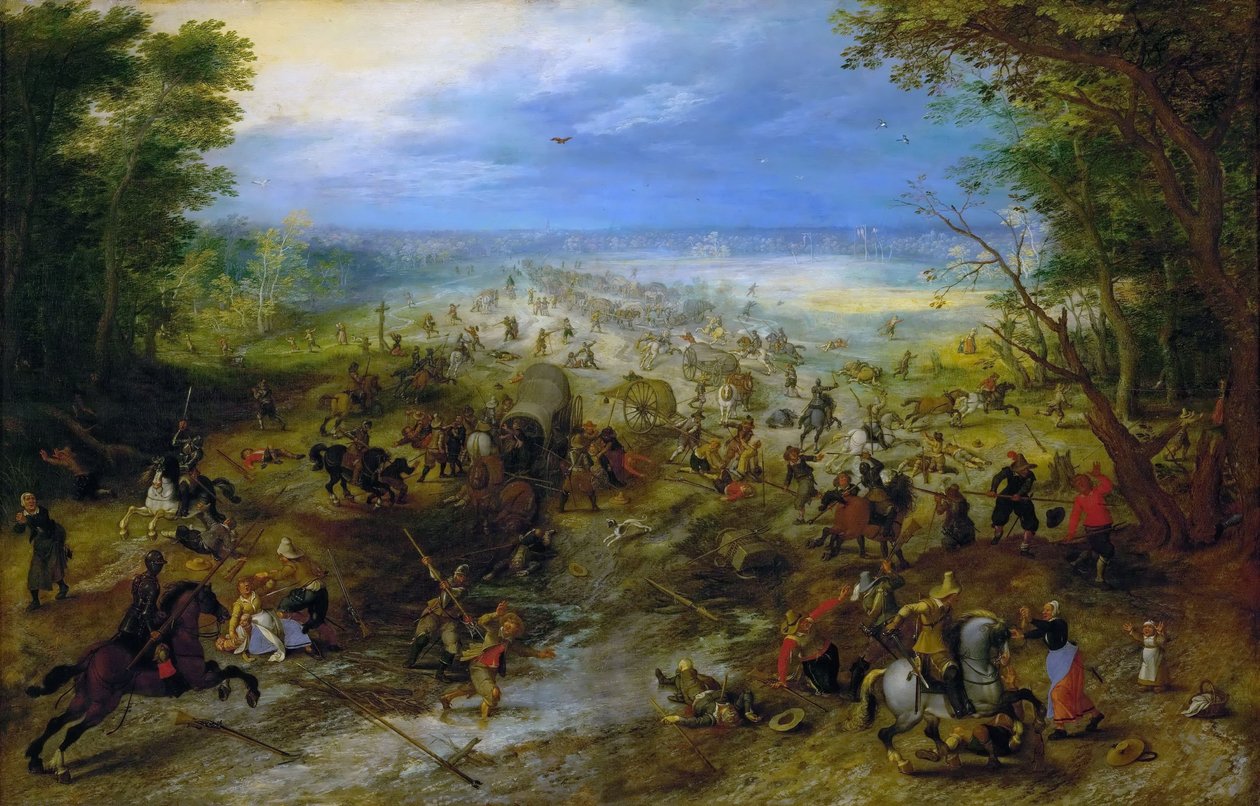 Aanval op een wagenkonvooi, ca. 1612 door Sebastiaen Vrancx