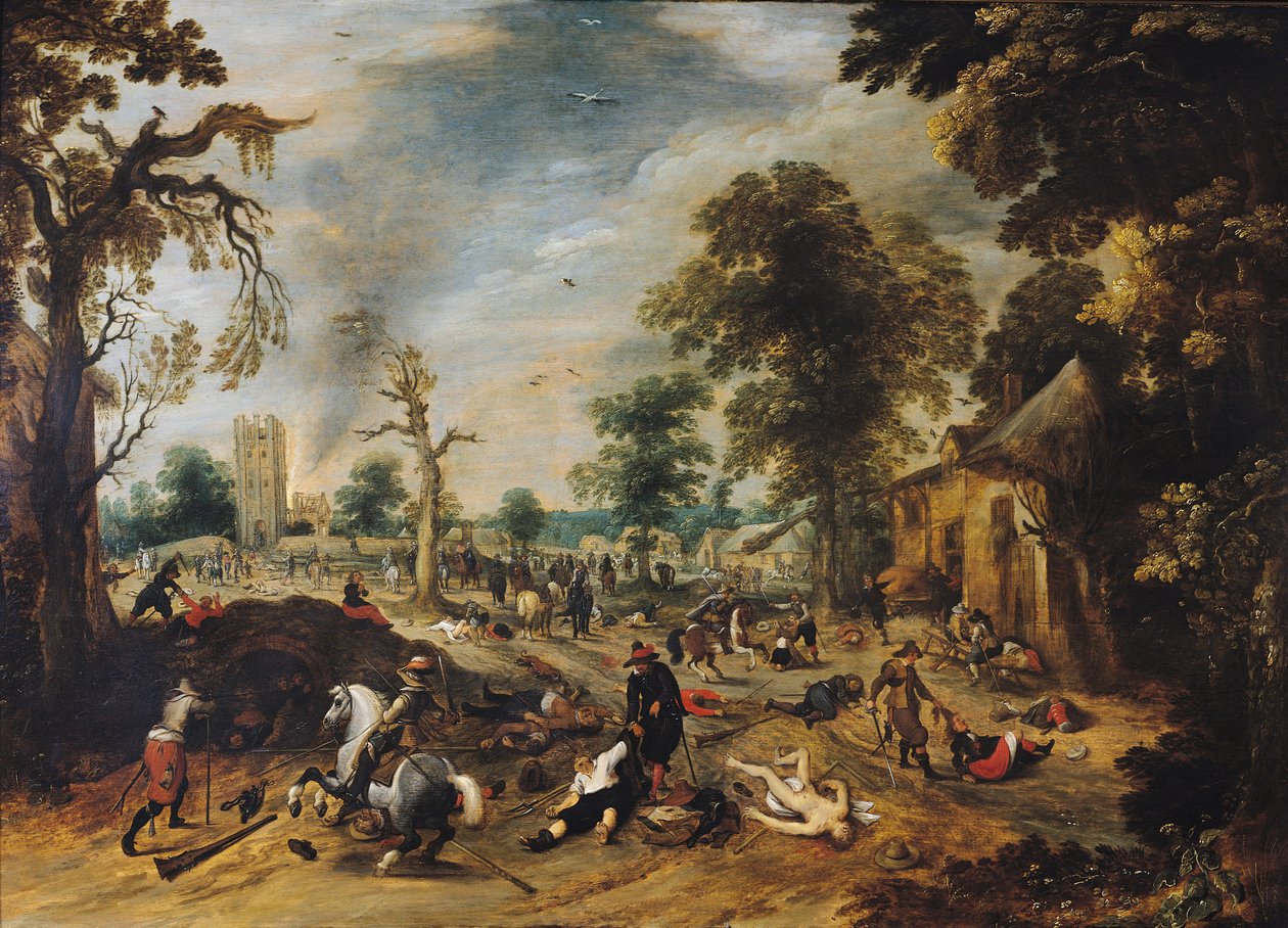 Plundering van een dorp door Sebastian Vrancx