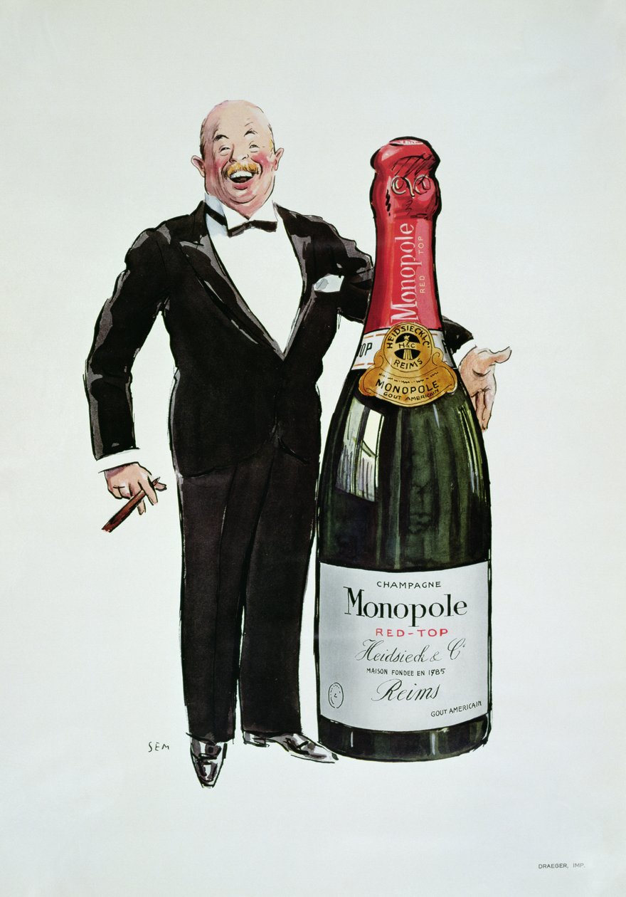 Advertentie voor Heidsieck Champagne, ca. 1910 door Sem