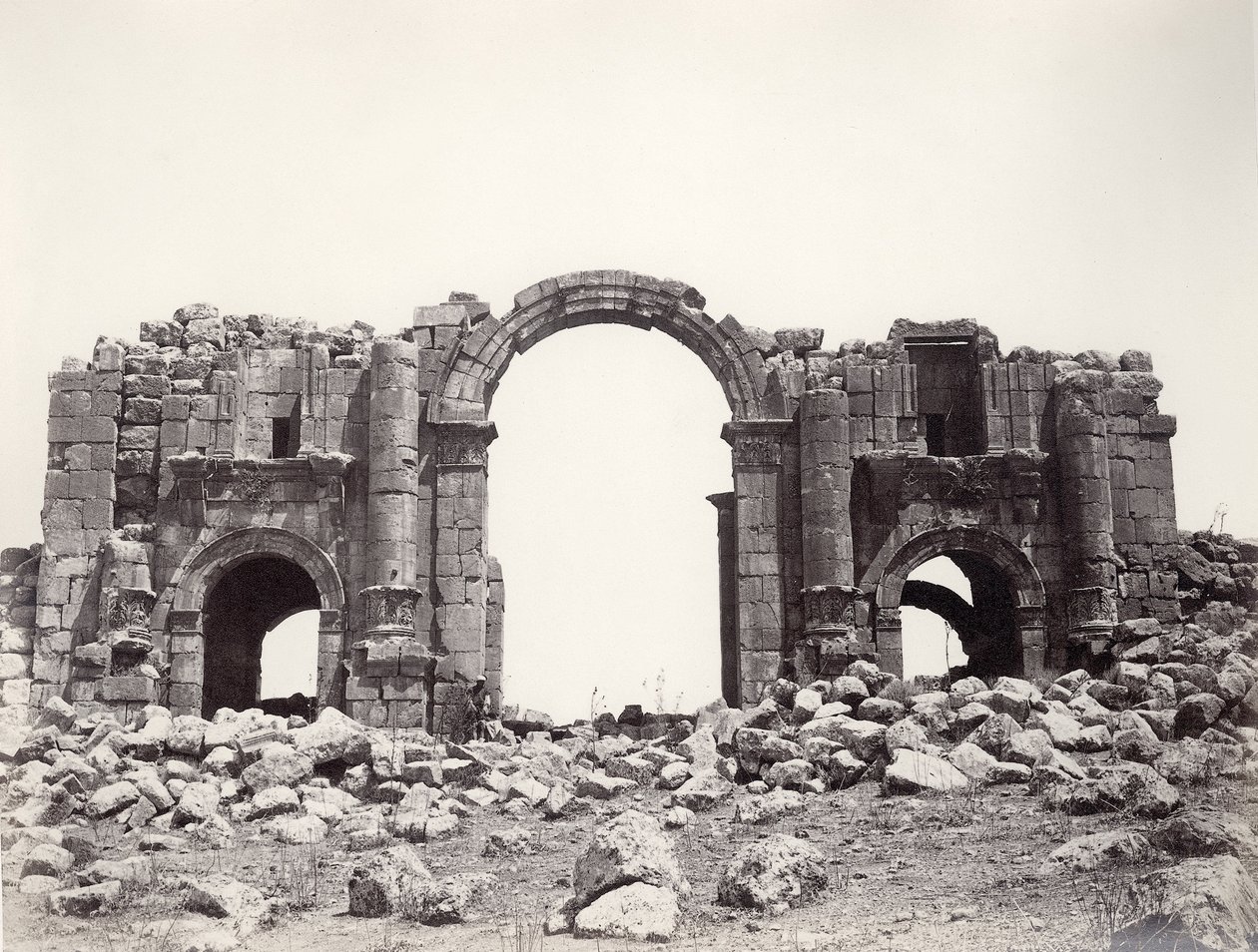 Hadrianusboog in Jerash, 1867 door Sergeant Henry Phillips