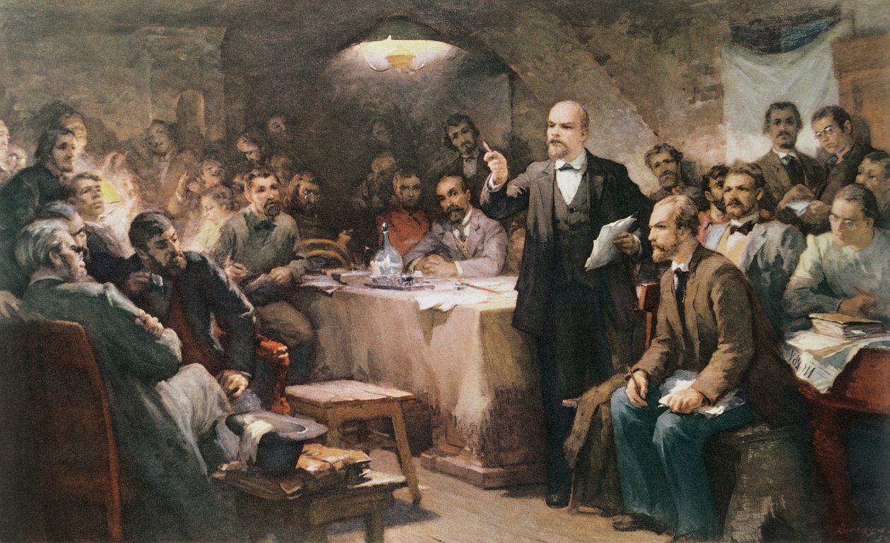 De interventie van Vladimir Lenin (1870-1924) op het 2e congres van de R.S.D.R.P. in 1903 door Sergei Arsenevich Vinogradov