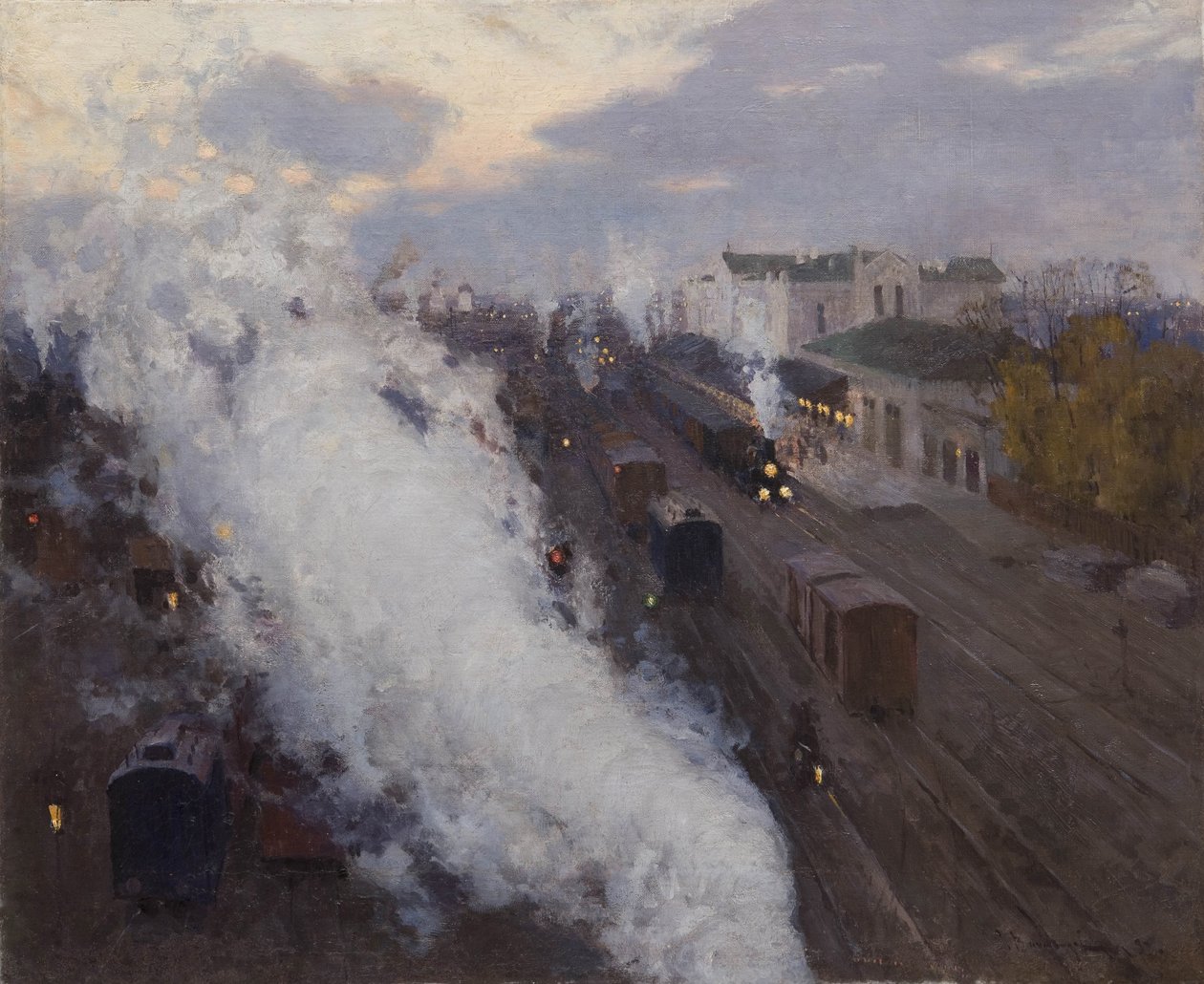 Kharkov treinstation, 1892 door Sergei Arsenevich Vinogradov