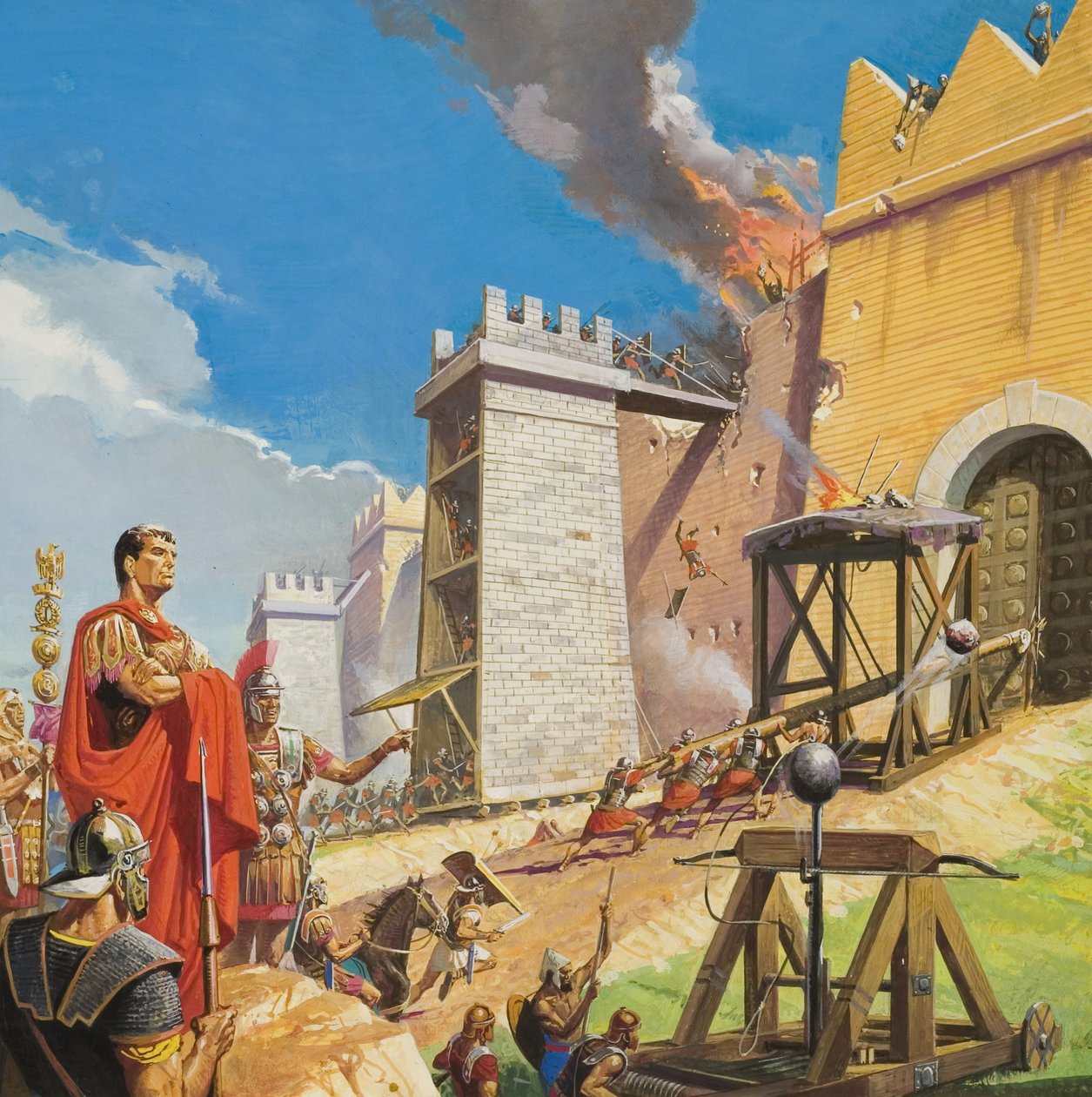 Aanval op Carthago (gouache op papier) door Severino Baraldi