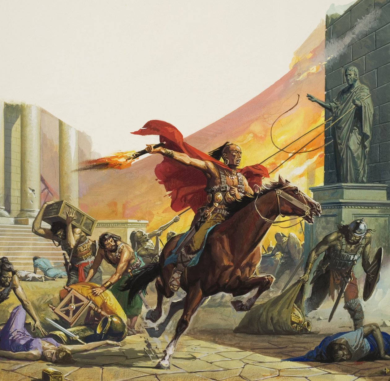 Barbaren aan de poort (gouache op papier) door Severino Baraldi