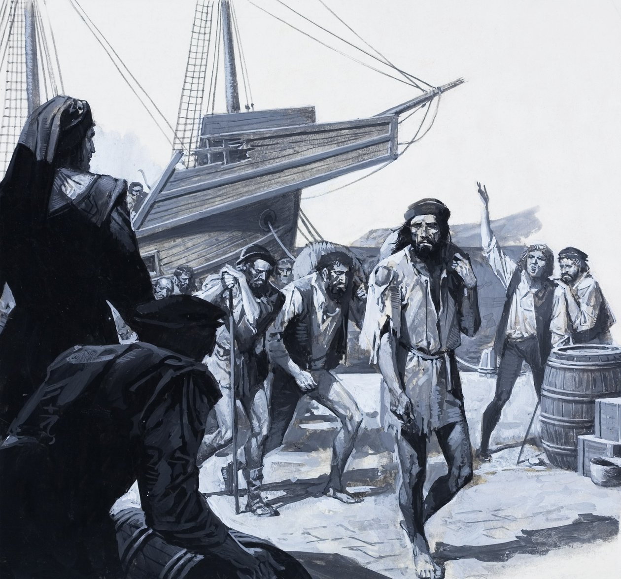 De mannen van Magellan (gouache op papier) door Severino Baraldi