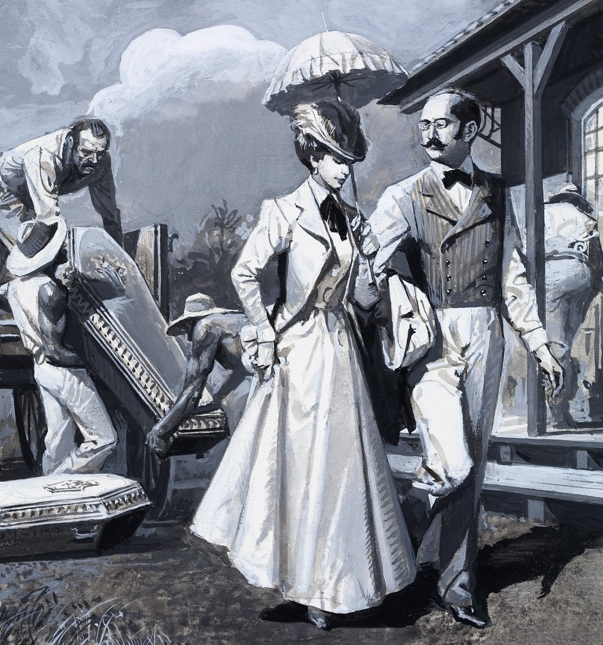 Panamakanaal (gouache op papier) door Severino Baraldi